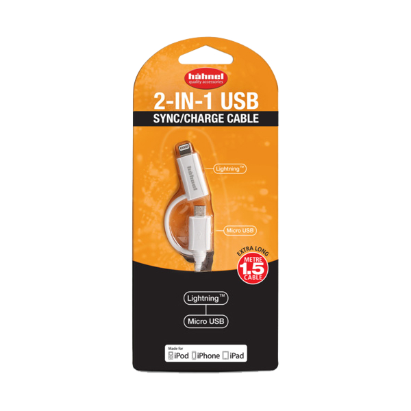 KABEL HAHNEL 2-In-1 Lightning + Micro USB 1,5m