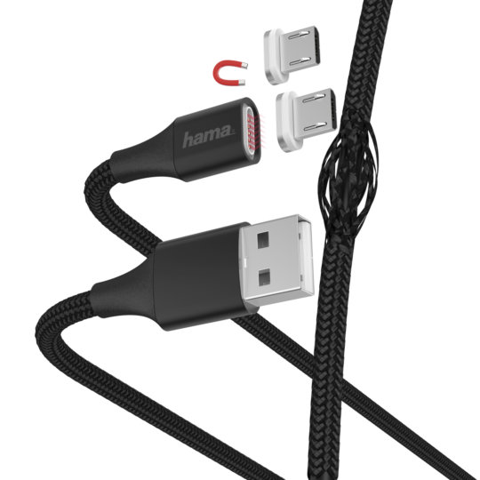 Kabel Ładujący Magnetyczny Micro USB 1m Czarny