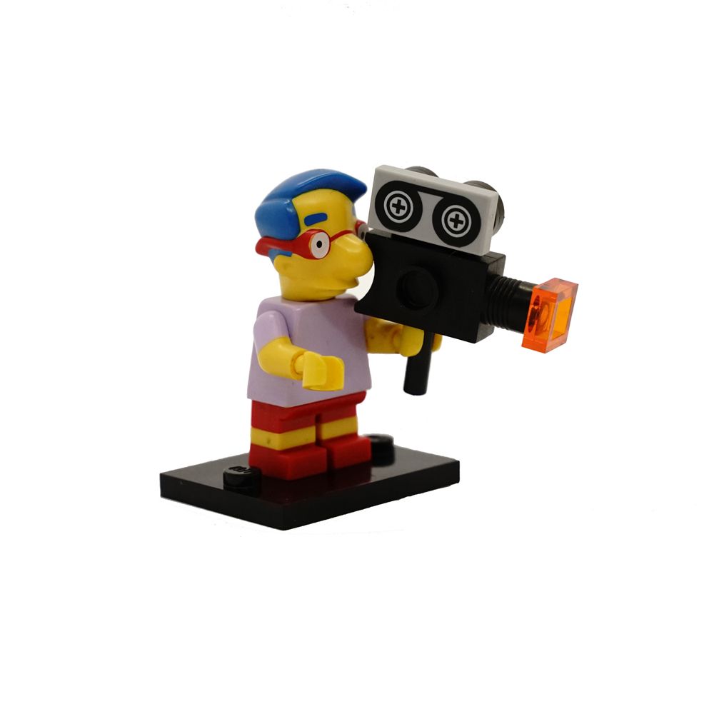 Figurka Lego Milhouse van Houten z kamerą filmową